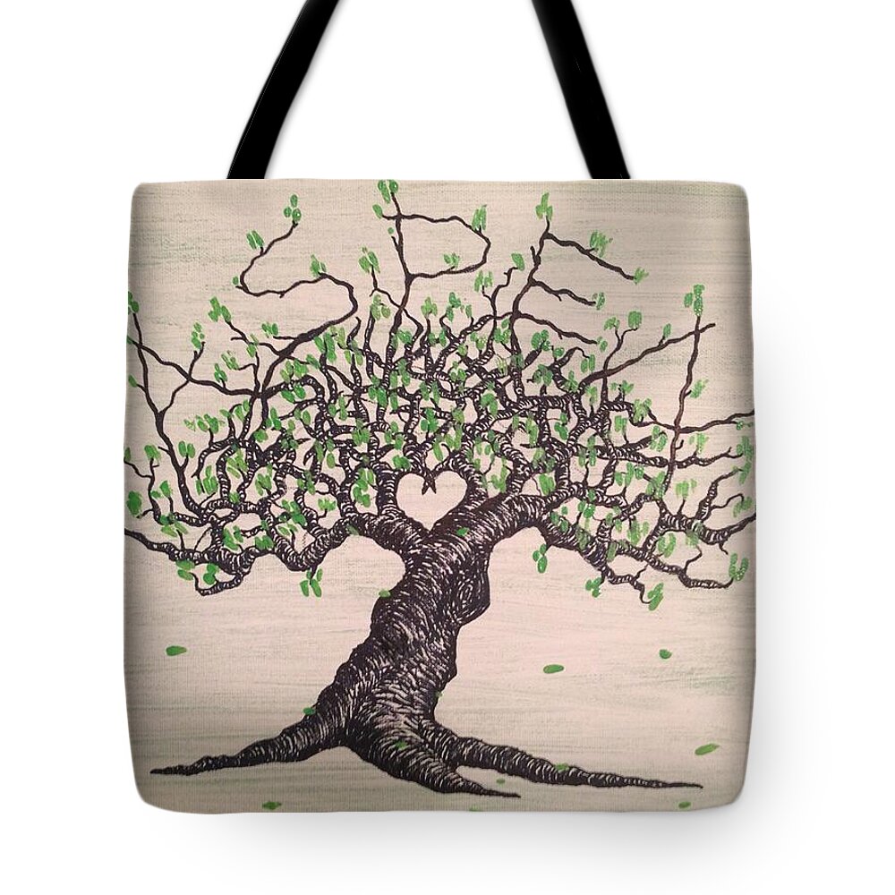 Aspen Tote Bag featuring the drawing Aspen Love Tree by Aaron Bombalicki