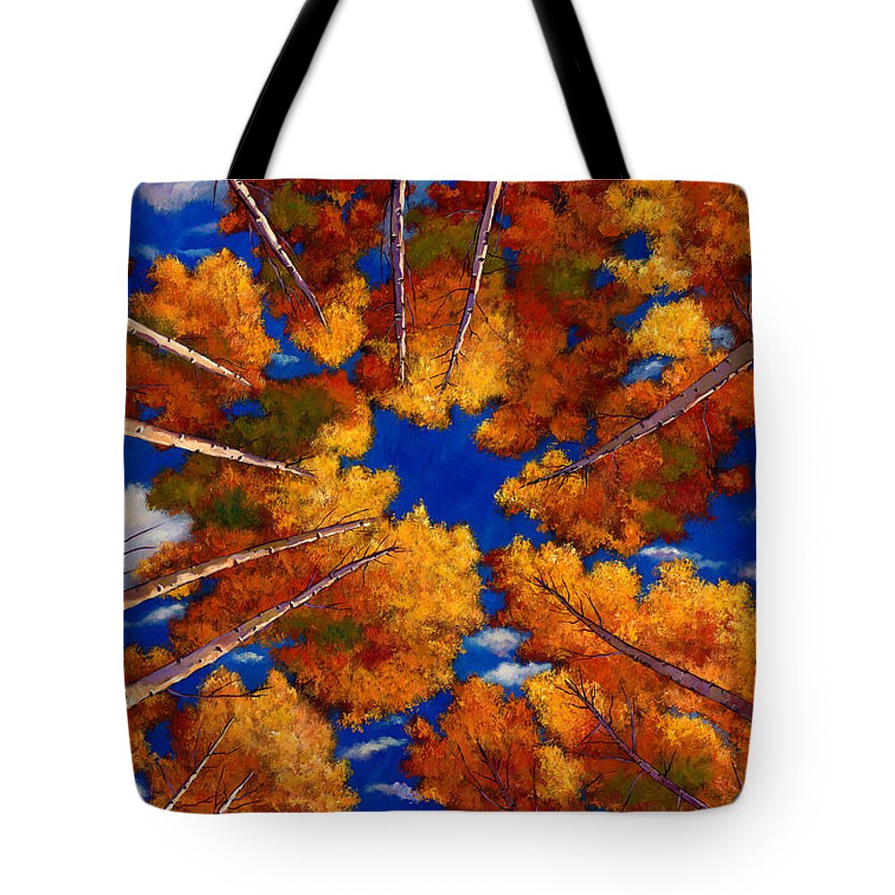 Autumn Aspen Tote Bag featuring the painting Aspen Vortex by Johnathan Harris