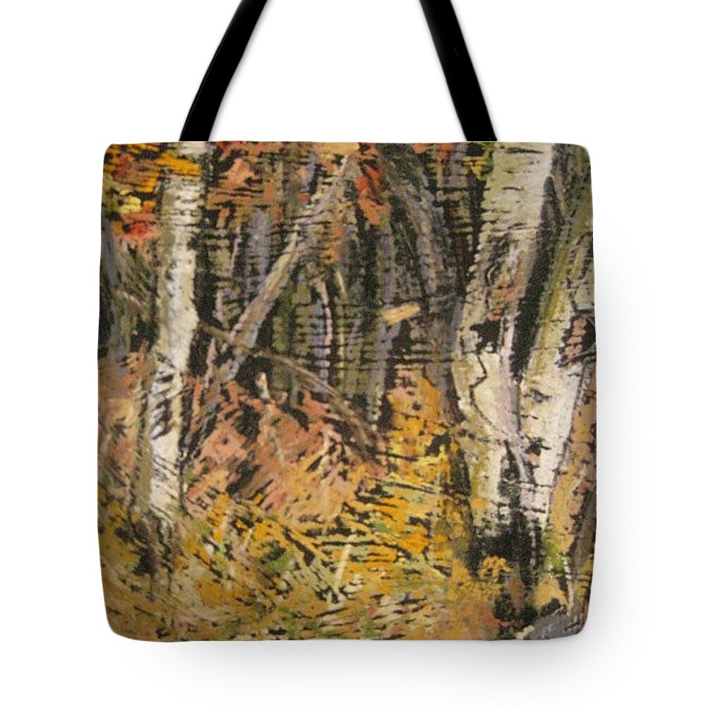 Aspens In The Falls Tote Bag featuring the pastel Aspens in the Fall by Constance Gehring