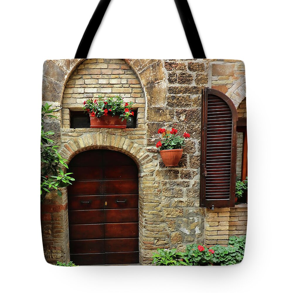Assisi Tote Bag featuring the photograph Assisi Doors 0580 by Jack Schultz