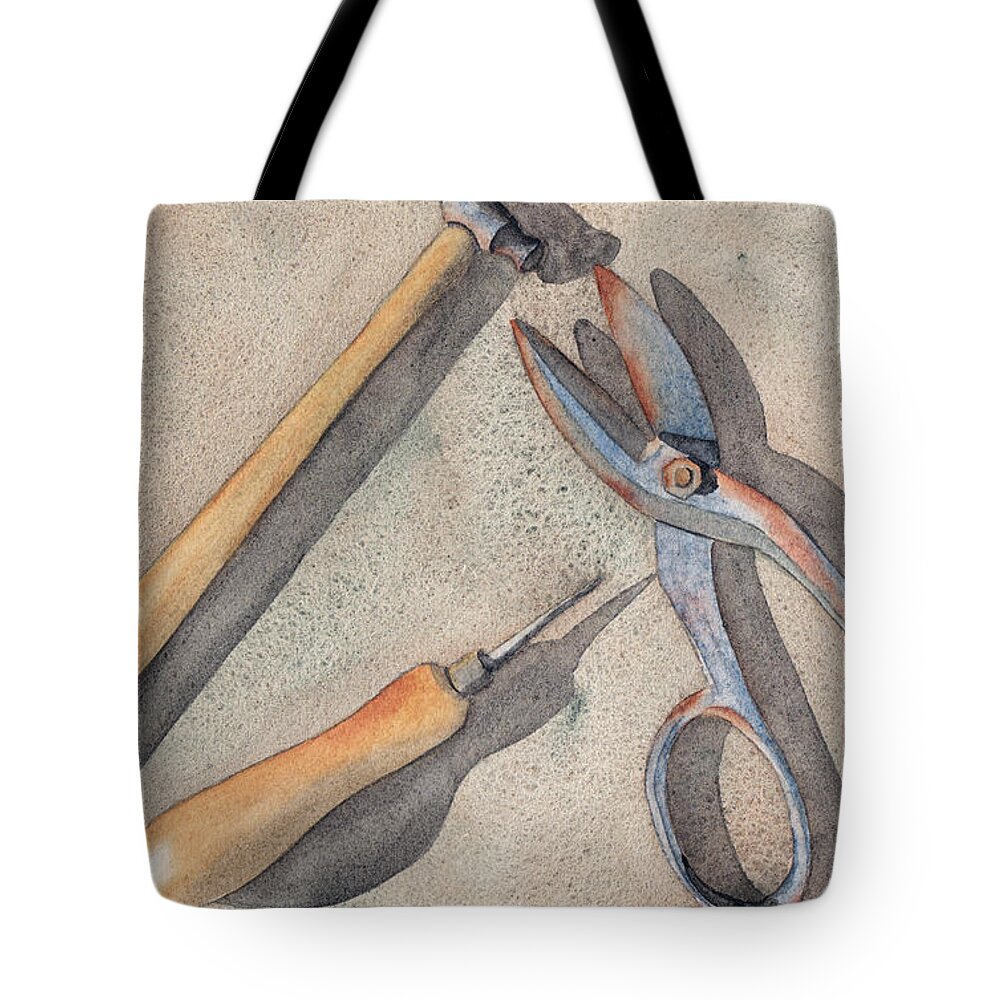 Assorted Tote Bag featuring the painting Assorted Tools by Ken Powers
