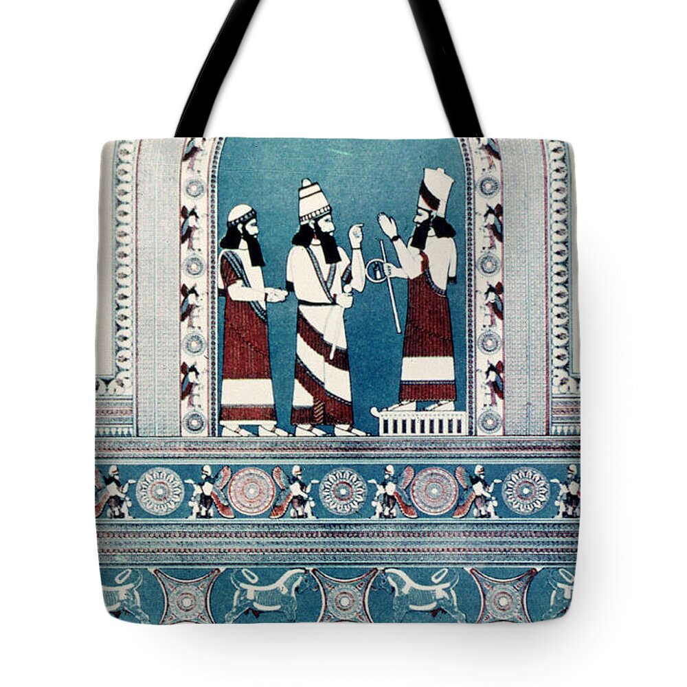 720 B.c. Tote Bag featuring the photograph ASSYRIAN KING, c720 B.C by Granger