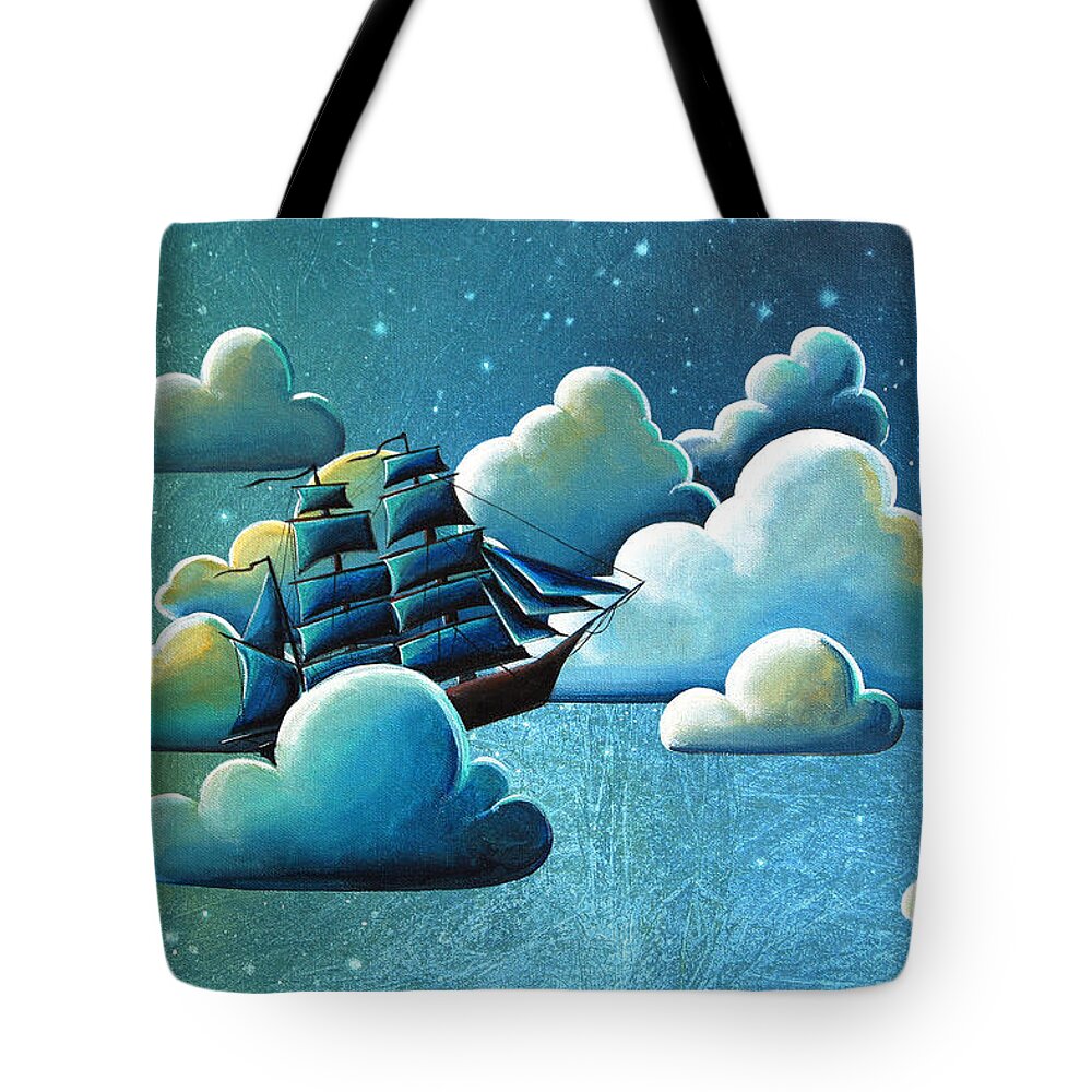 Flying Ship Tote Bag featuring the painting Astronautical Navigation by Cindy Thornton