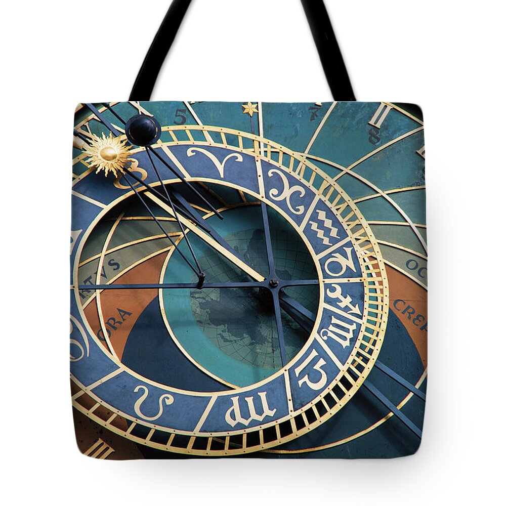 Prague Tote Bag featuring the photograph Astronomical Clock by Nancy Dunivin