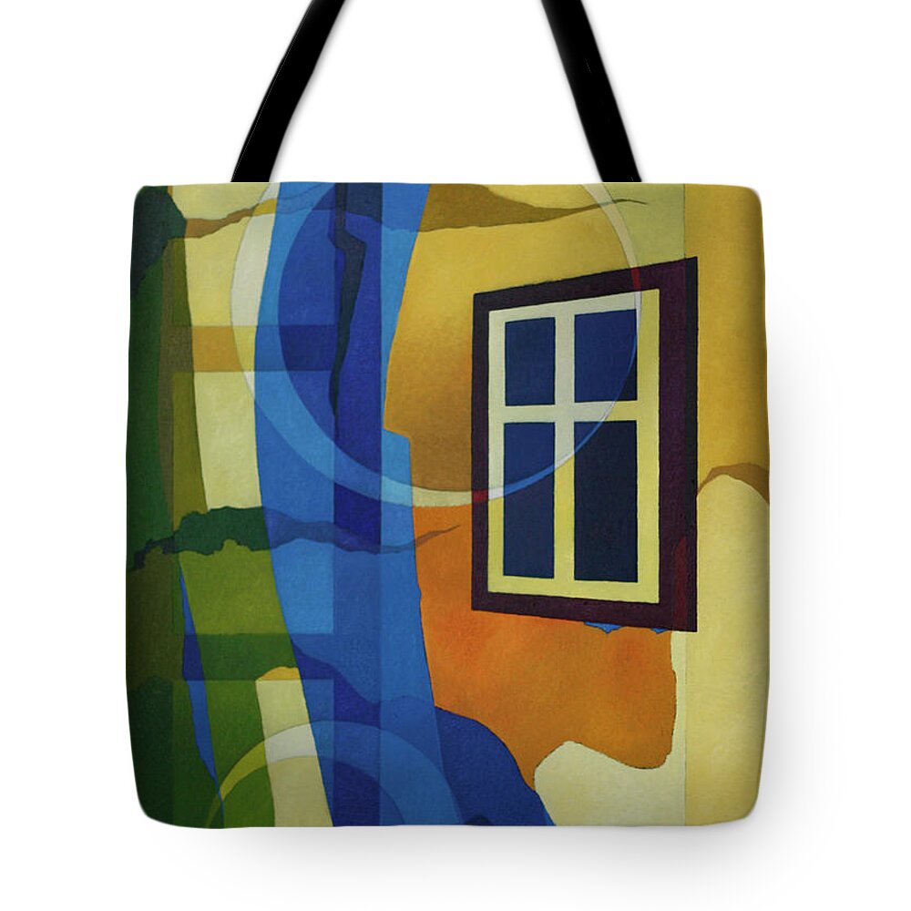 #oil #abstract #geometric #painting #window Tote Bag featuring the painting At Amadeo's Window by Alberto DAssumpcao
