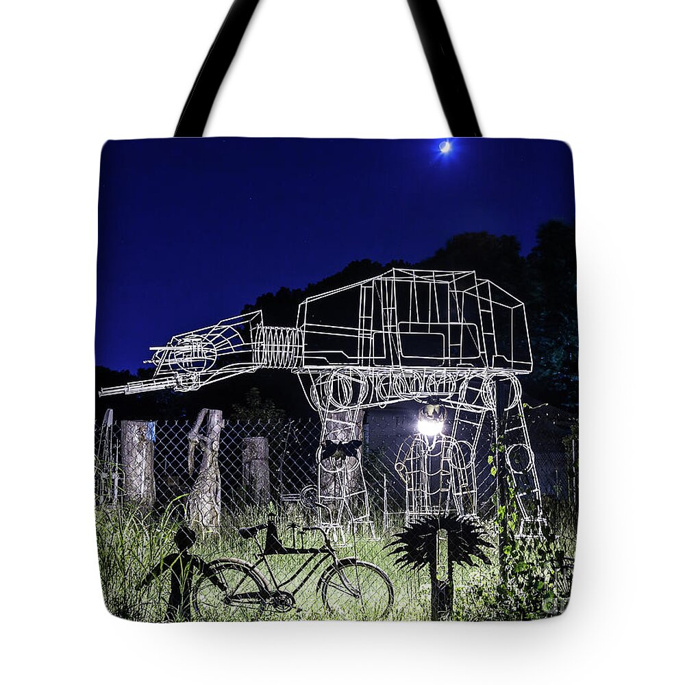 Night Scenes Tote Bag featuring the photograph AT-AT Walker by Charles Hite