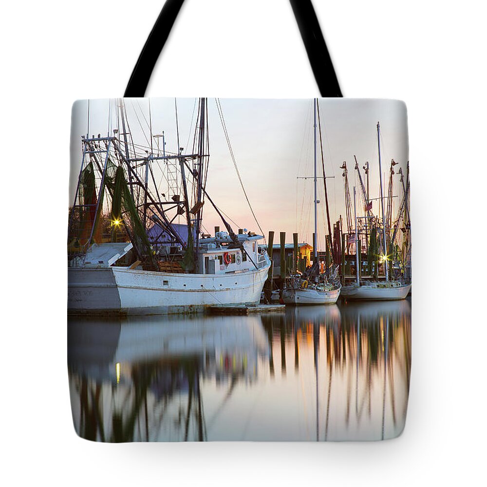 Mt. Pleasant Tote Bag featuring the photograph At Rest - Shem Creek by Donnie Whitaker