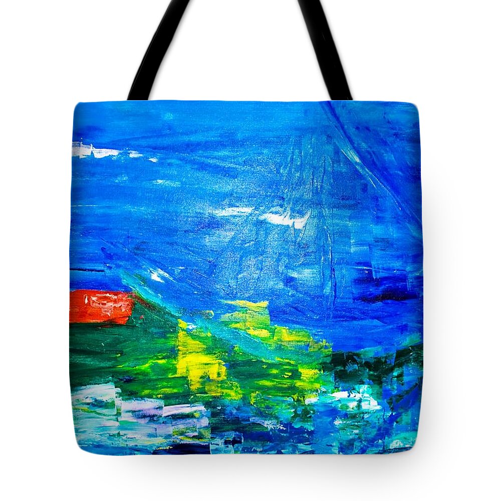 Contemporary Tote Bag featuring the painting At Sea by Piety Dsilva