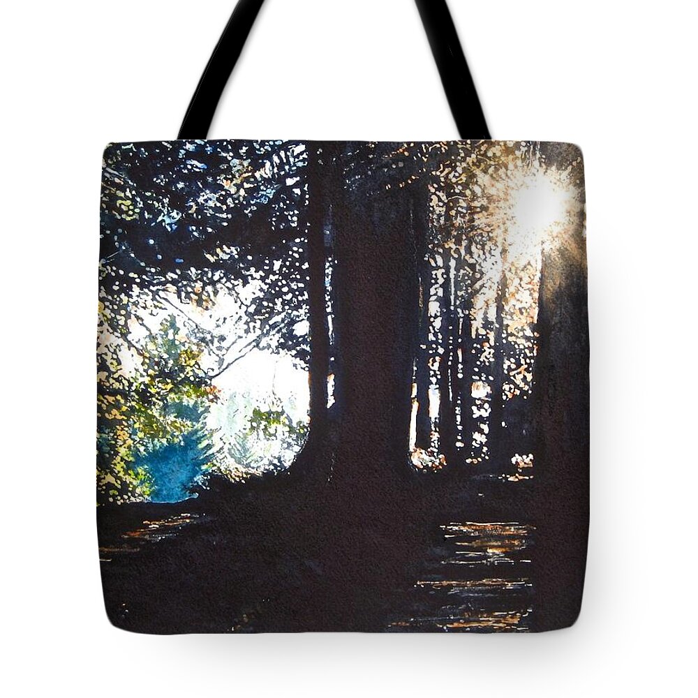 Landscape Tote Bag featuring the painting At Sunset by Barbara Pease