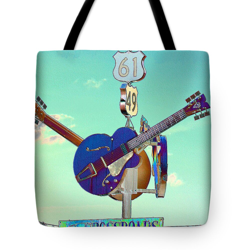 Music Tote Bag featuring the photograph At the Crossroads by Karen Wagner