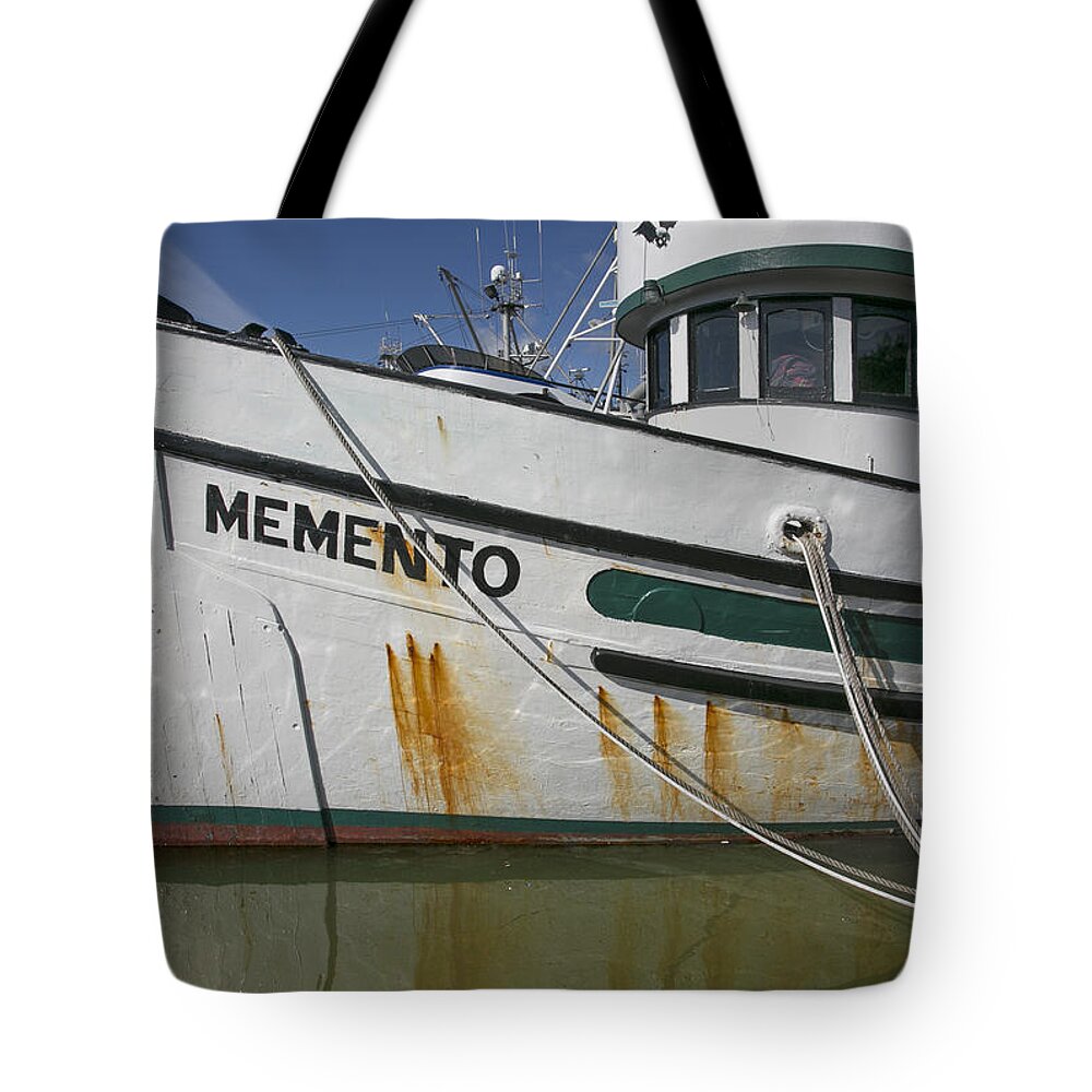 Commercial Fishing Boat Tote Bag featuring the photograph At the dock by Elvira Butler