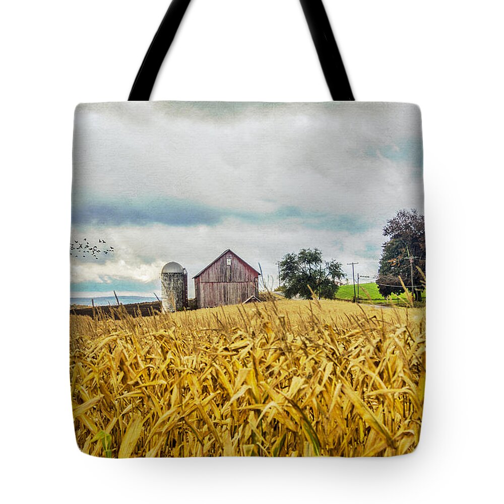 Corn Tote Bag featuring the photograph At The Farm by Cathy Kovarik