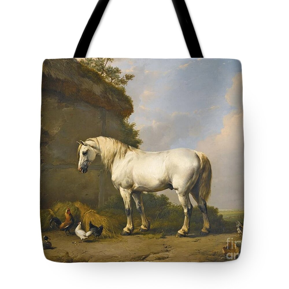 Eug�ne Verboeckhoven Belgian 1798-1881 At The Stable Door 1848 Tote Bag featuring the painting At The Stable Door 1848 by MotionAge Designs