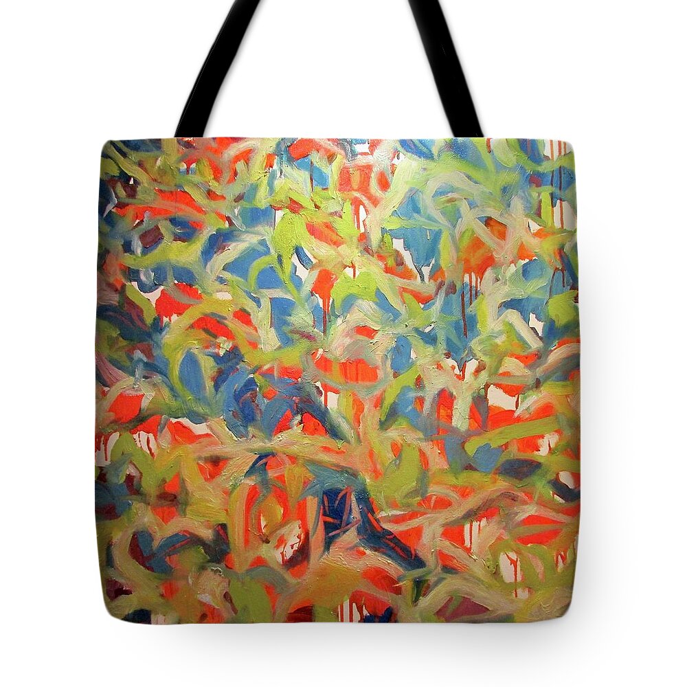 Abstract Tote Bag featuring the painting At The Top by Steven Miller