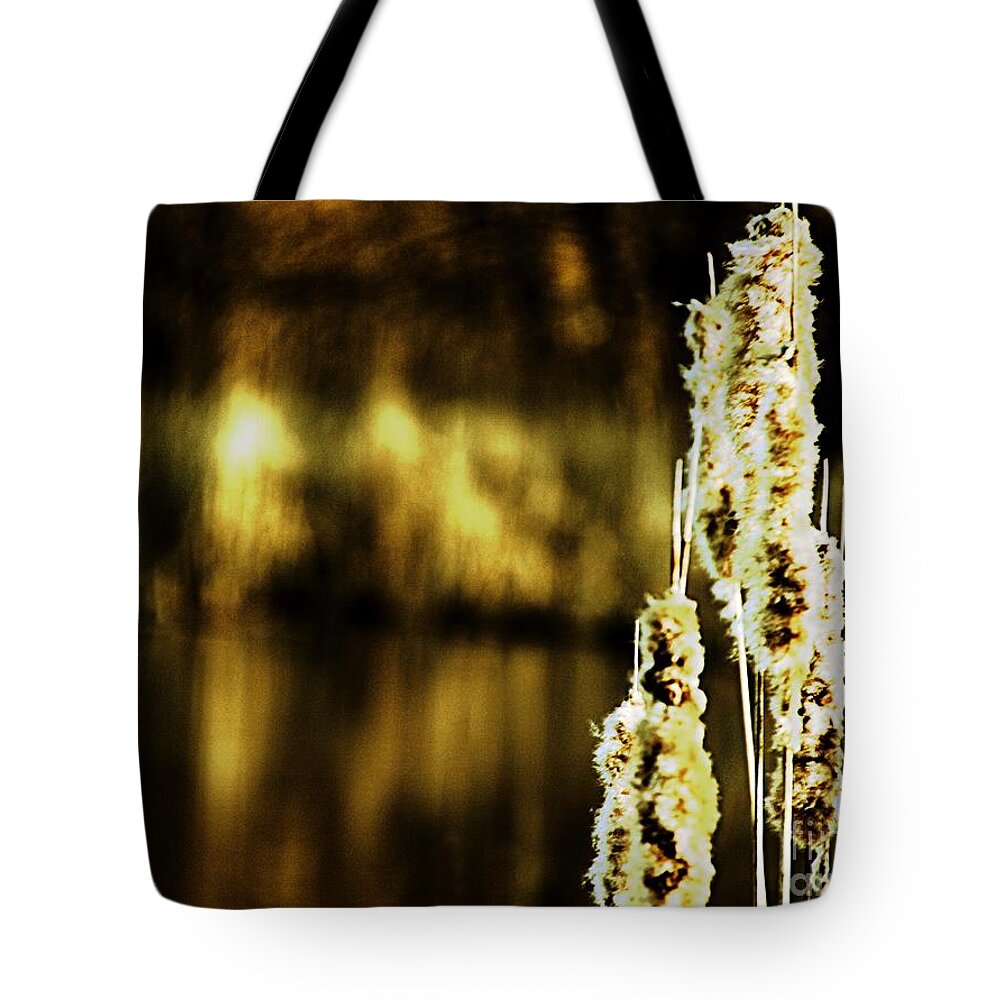 Cattails Tote Bag featuring the photograph At Water's Edge by Don Kenworthy