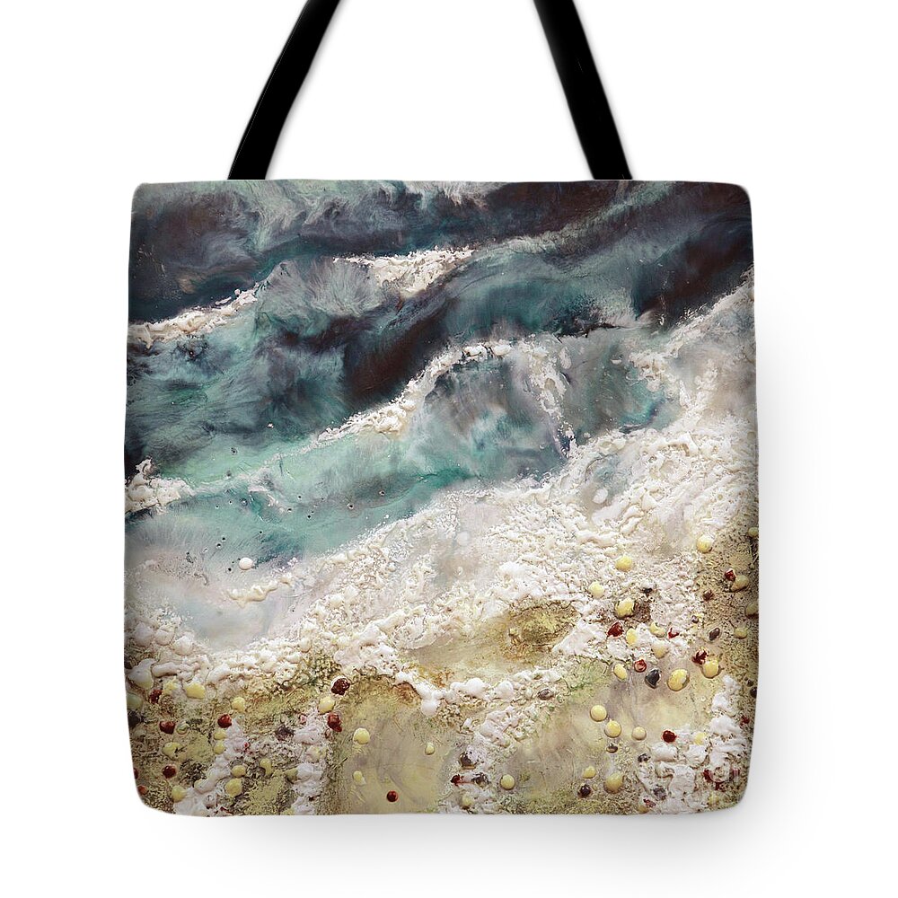 Encaustic Tote Bag featuring the painting At Water's Edge IV by Laurie Tietjen