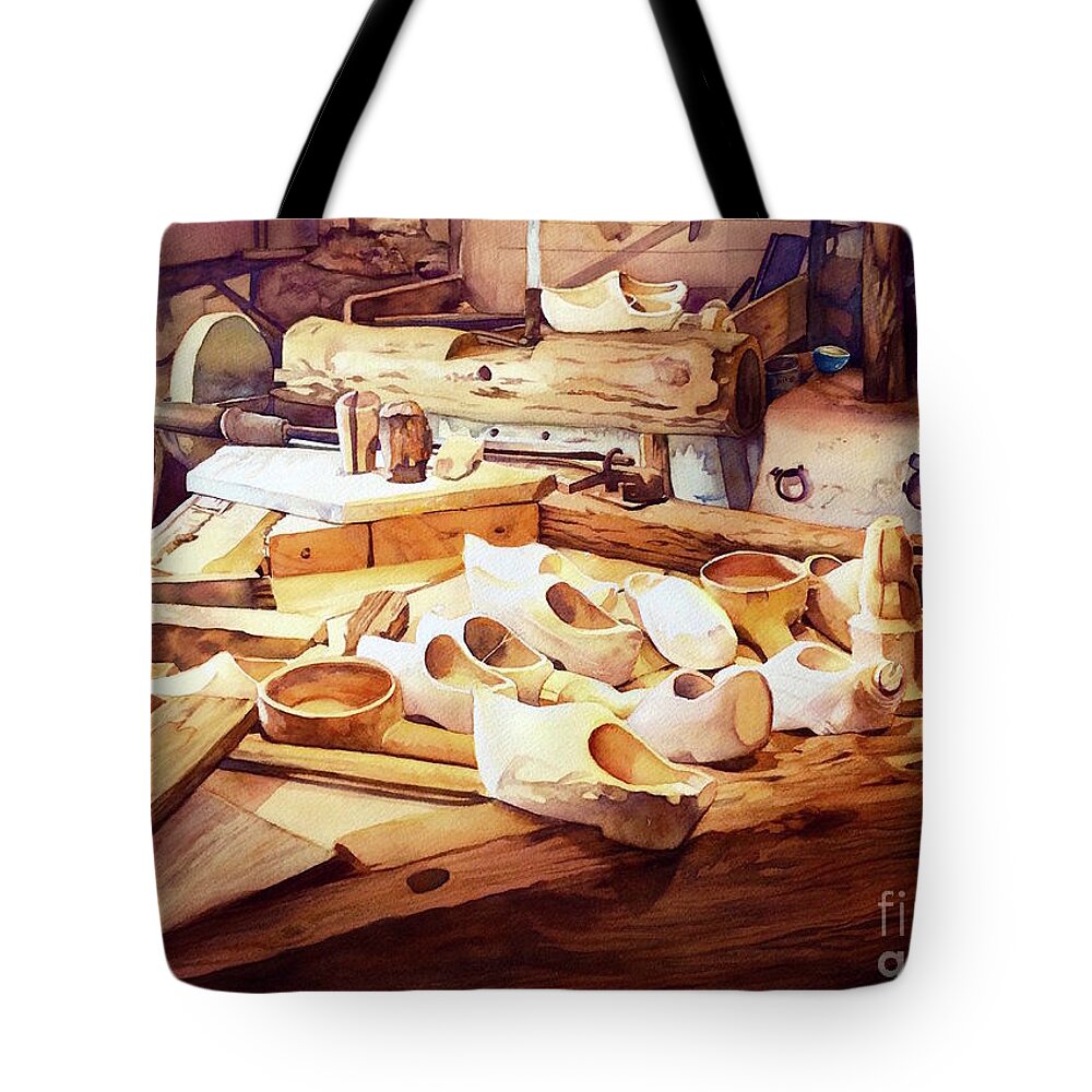 Painting Tote Bag featuring the painting Atelier du sabotier by Francoise Chauray