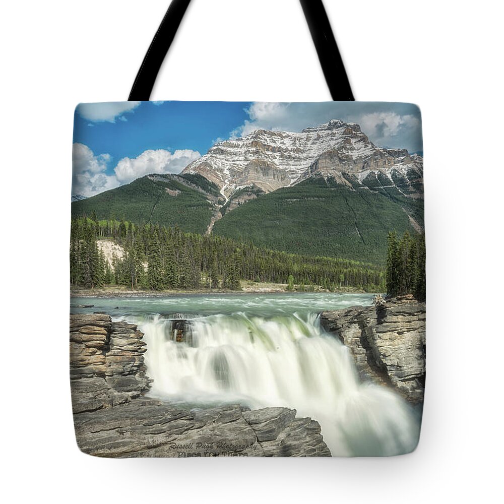 Landscape Tote Bag featuring the photograph Athabasca Falls by Russell Pugh