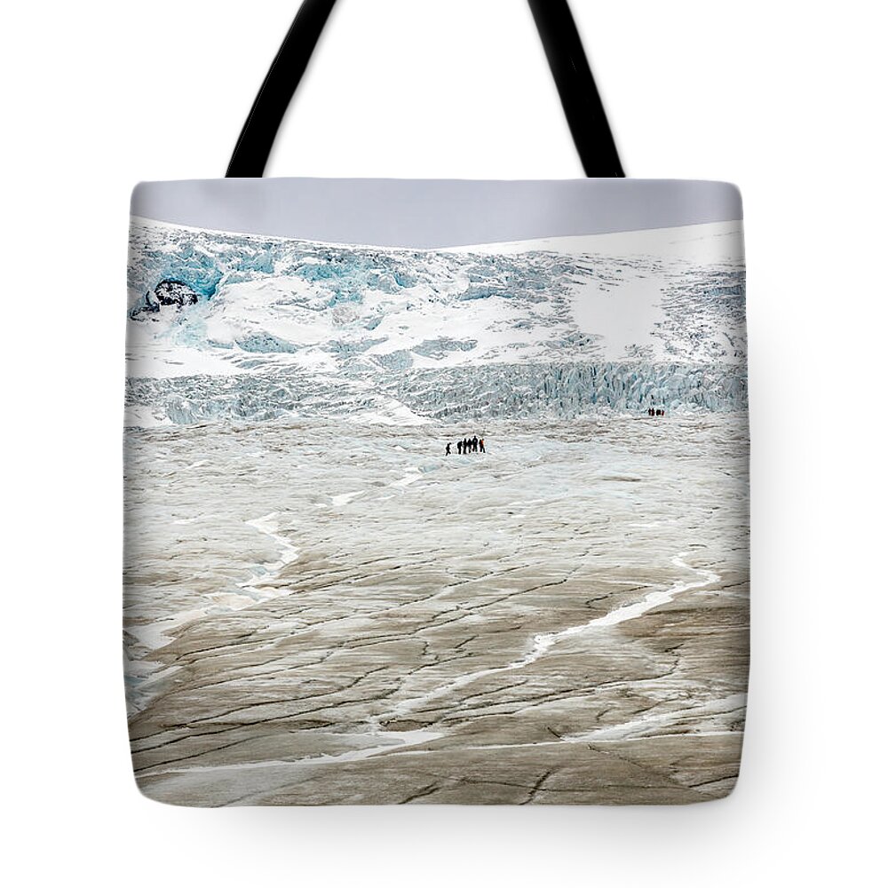 Athabasca Glacier Tote Bag featuring the photograph Athabasca Glacier with guided expedition by Pierre Leclerc Photography