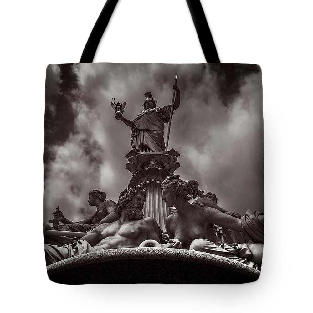 On1 Effects Tote Bag featuring the photograph Athenebrunnen fountain by Roberto Pagani