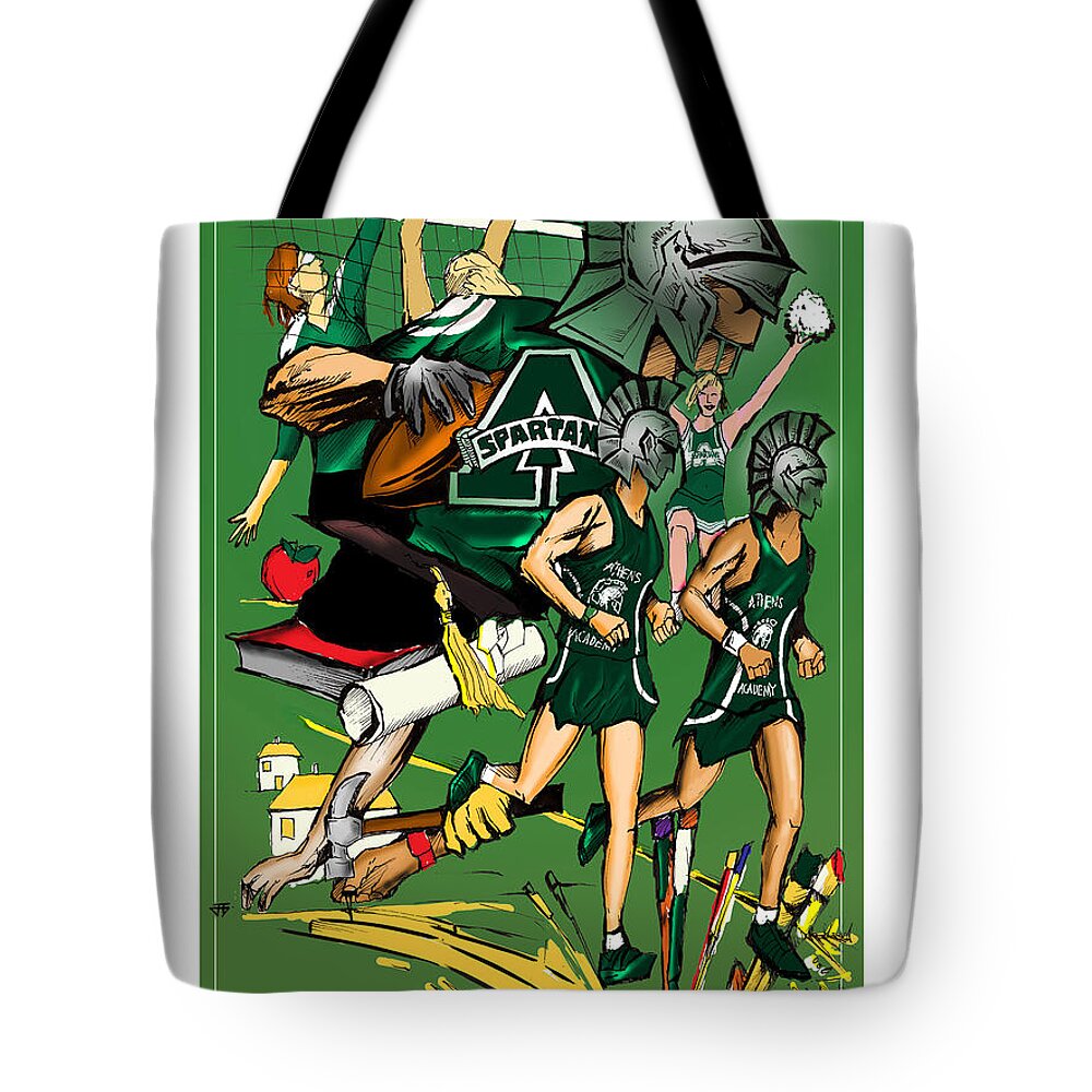  Tote Bag featuring the painting Athens Academy by John Gholson