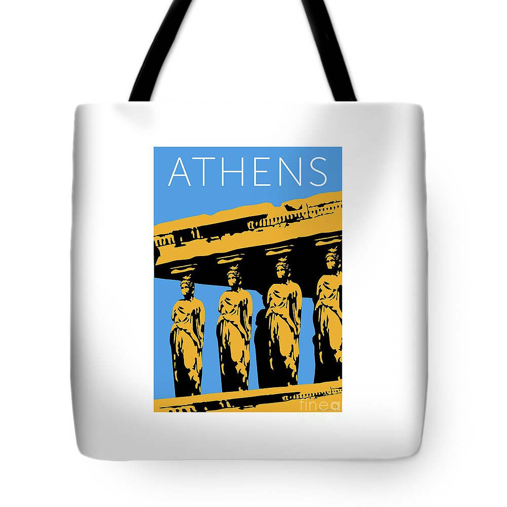 Athens Tote Bag featuring the digital art ATHENS Erechtheum Blue by Sam Brennan