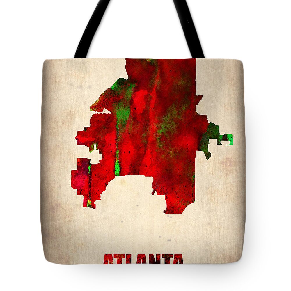 Atlanta Tote Bag featuring the digital art Atlanta Watercolor Map by Naxart Studio