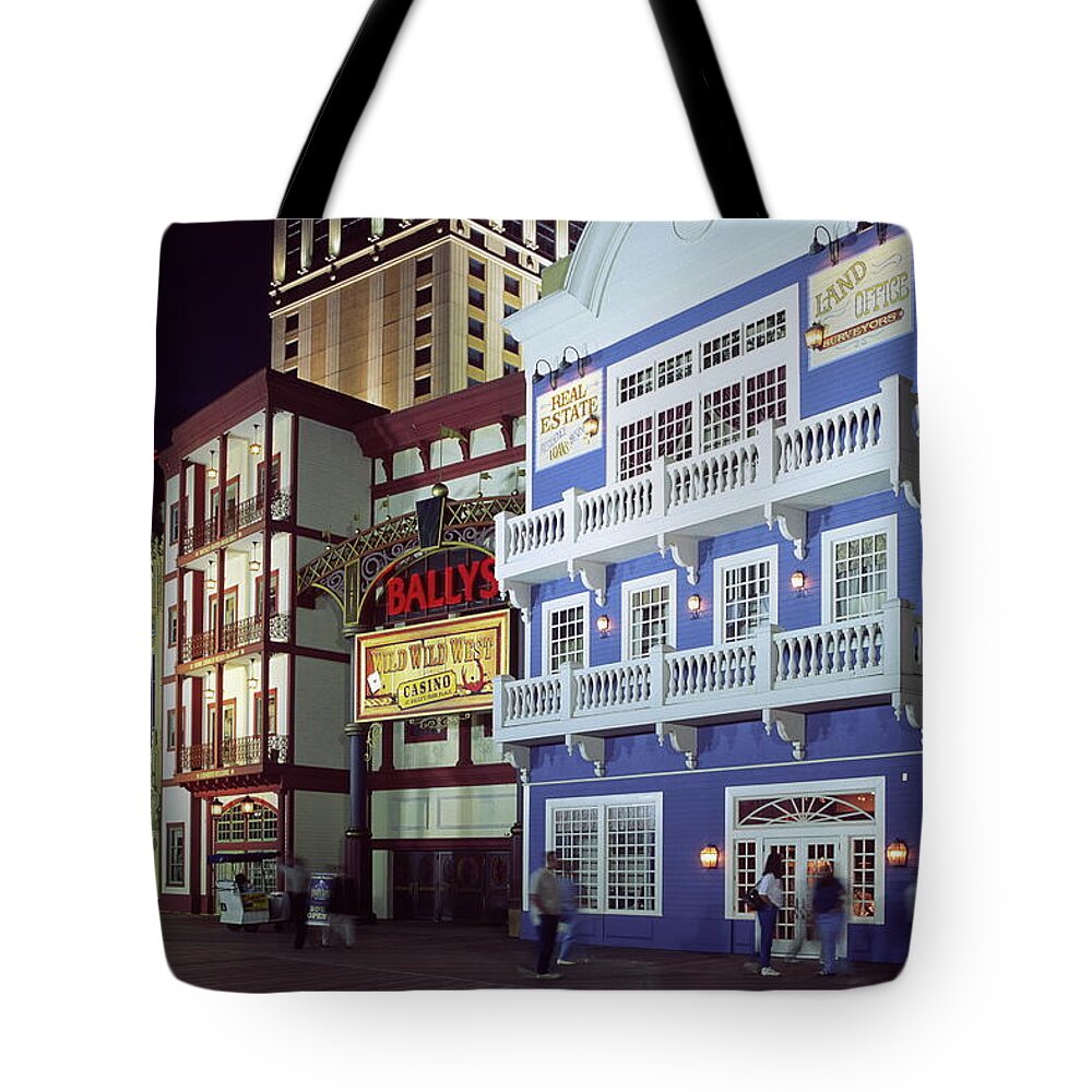 Atlantic City Boardwalk Tote Bag featuring the photograph Atlantic City boardwalk at night by Sally Weigand