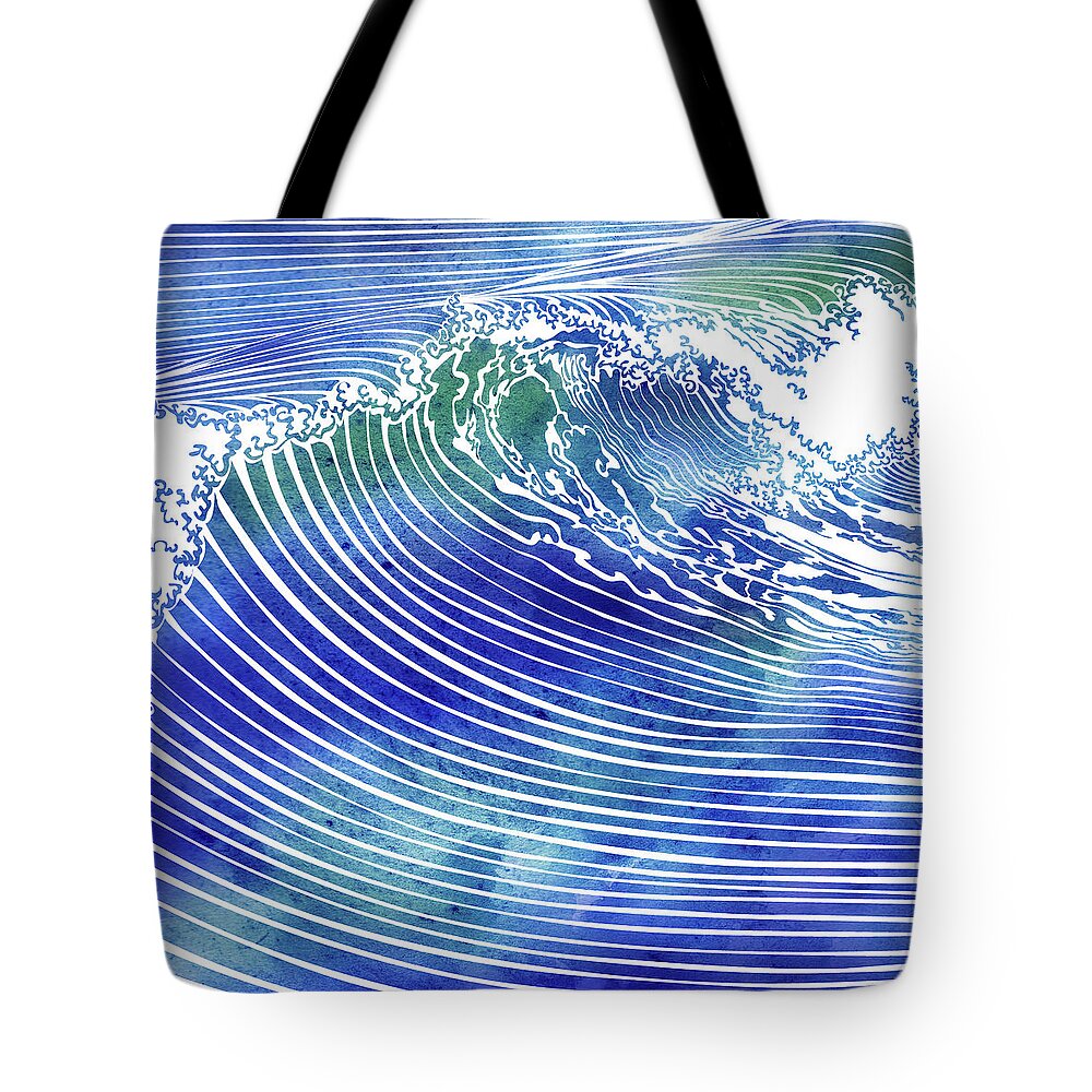 Swell Tote Bag featuring the mixed media Atlantic Waves by Stevyn Llewellyn