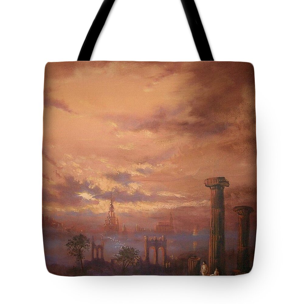 Atlantis Tote Bag featuring the painting Atlantis Faded Glory by Tom Shropshire