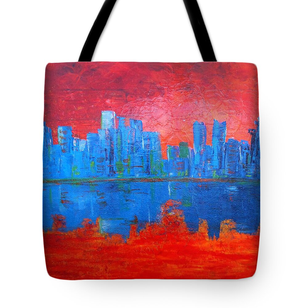 Abstract Art Tote Bag featuring the painting Atlantis by Jarek Filipowicz