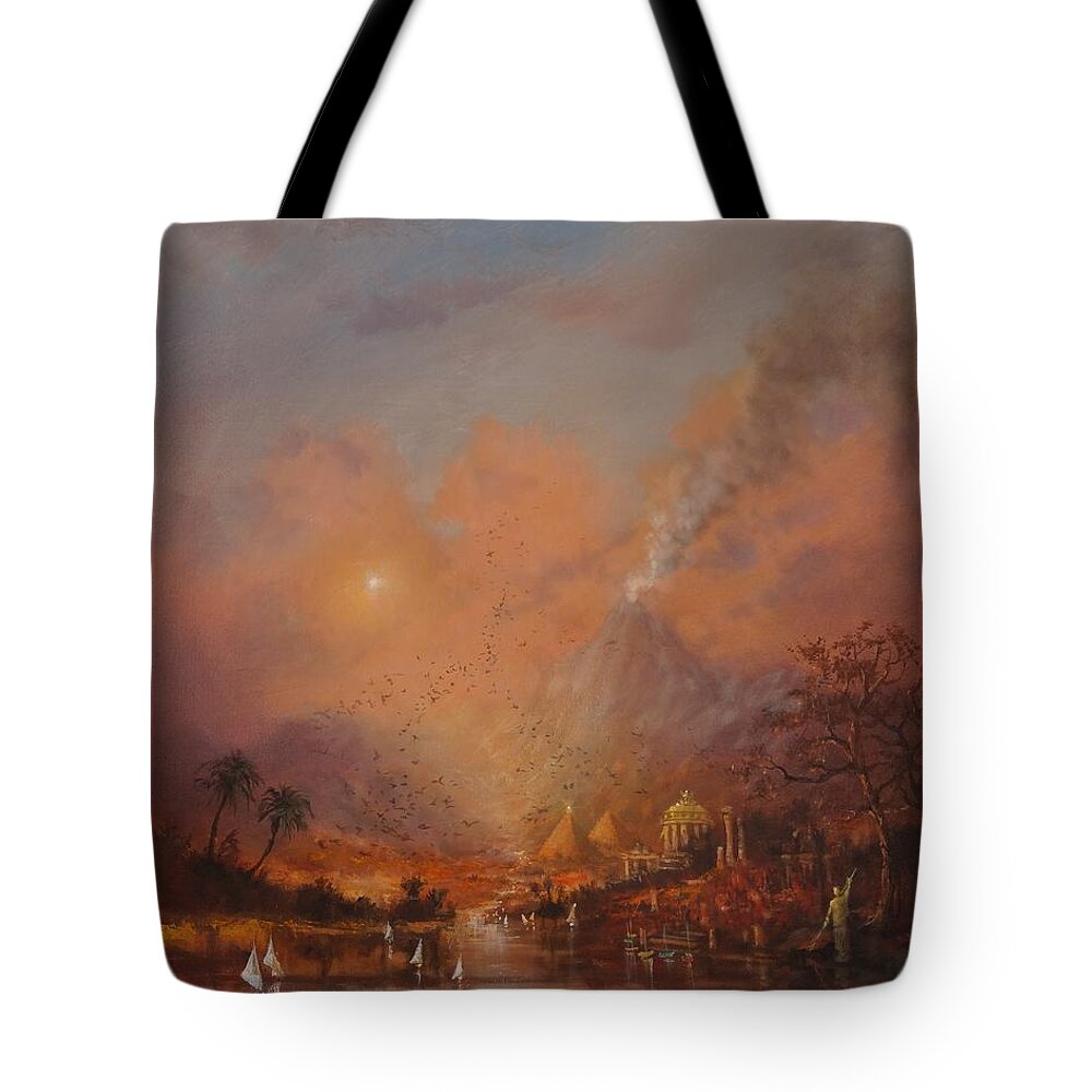 Atlantis Tote Bag featuring the painting Atlantis the Lost Continent by Tom Shropshire