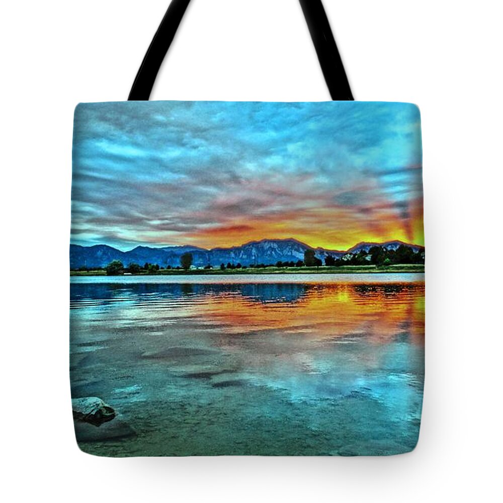 Colorado Rock Mountain Sunset Tote Bag featuring the photograph Atom by Eric Dee
