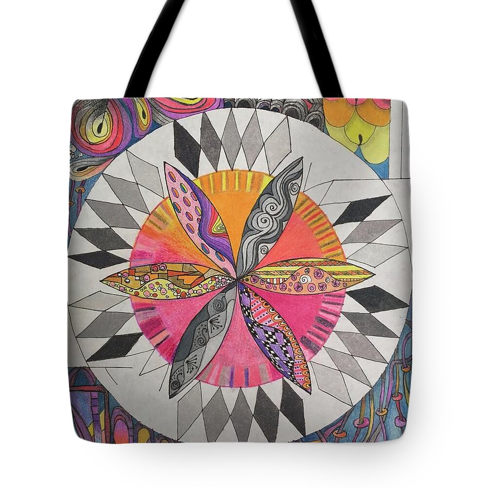 Colored Pencil Tote Bag featuring the drawing Attracted by Suzanne Udell Levinger