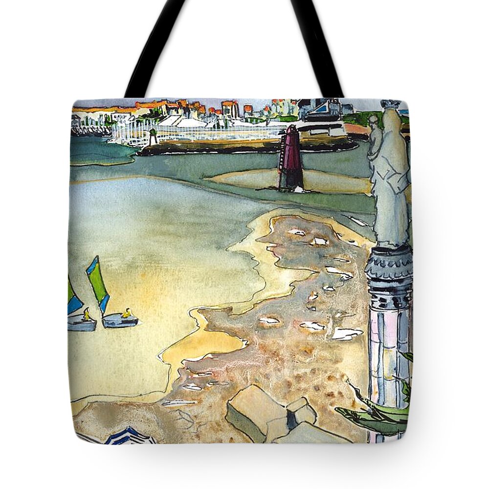 French Seascape Harbour Marina Sailing  La Rochelle Tote Bag featuring the painting Au Bord de La Mer, La Rochelle by Joan Cordell
