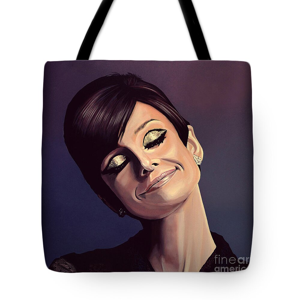 Audrey Hepburn Tote Bag featuring the painting Audrey Hepburn Painting by Paul Meijering