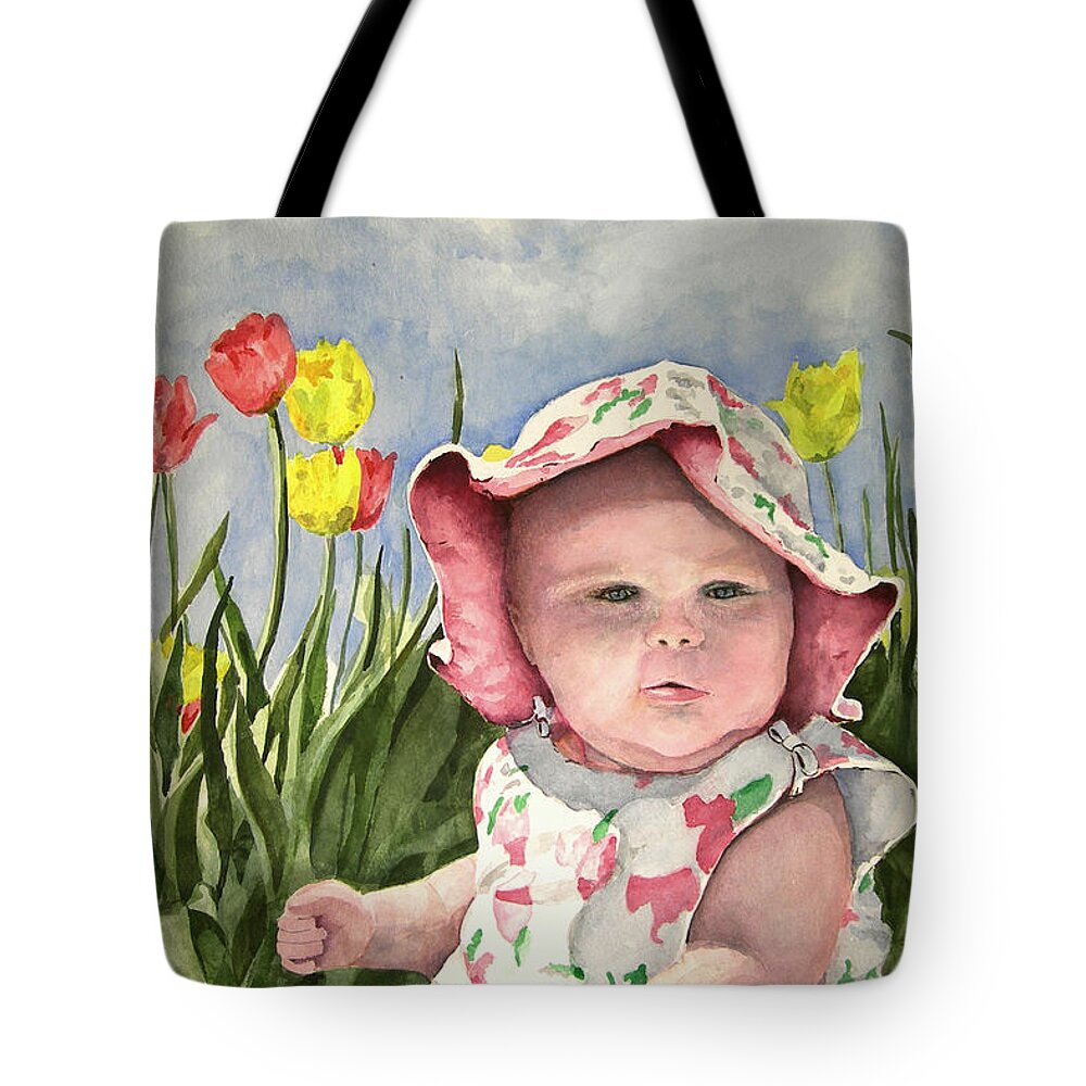 Kids Tote Bag featuring the painting Audrey by Sam Sidders