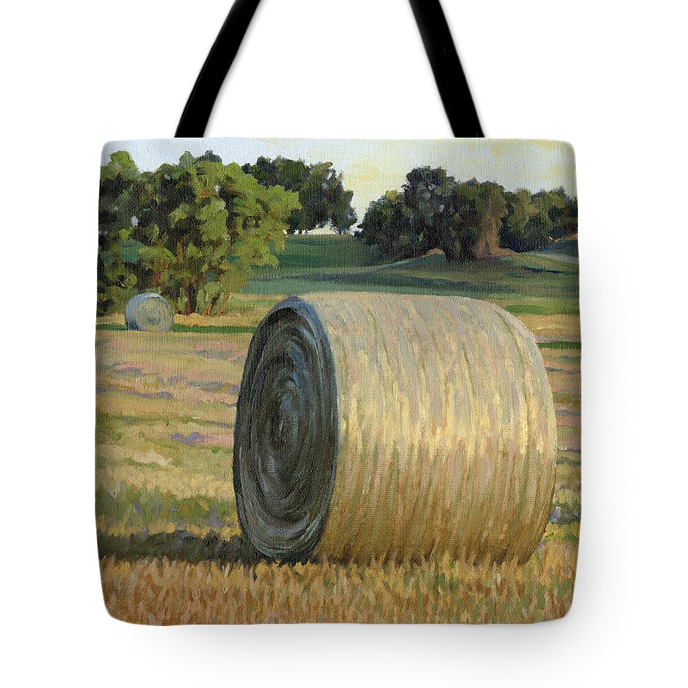 Landscape Tote Bag featuring the painting August Bales by Bruce Morrison