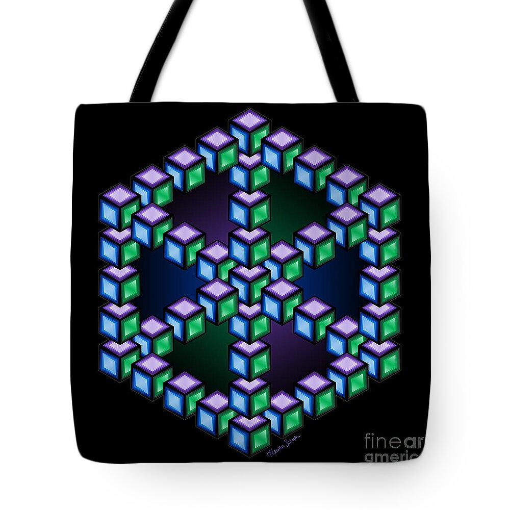 Cube Tote Bag featuring the digital art Aurelia Cube by Heather Schaefer