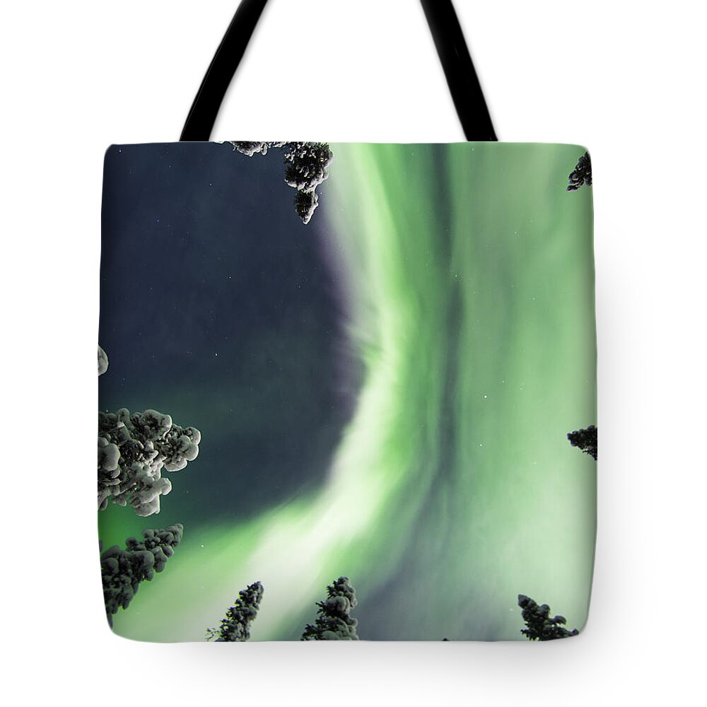 Alaska Tote Bag featuring the photograph Aurora Lying on Your Back by Ian Johnson