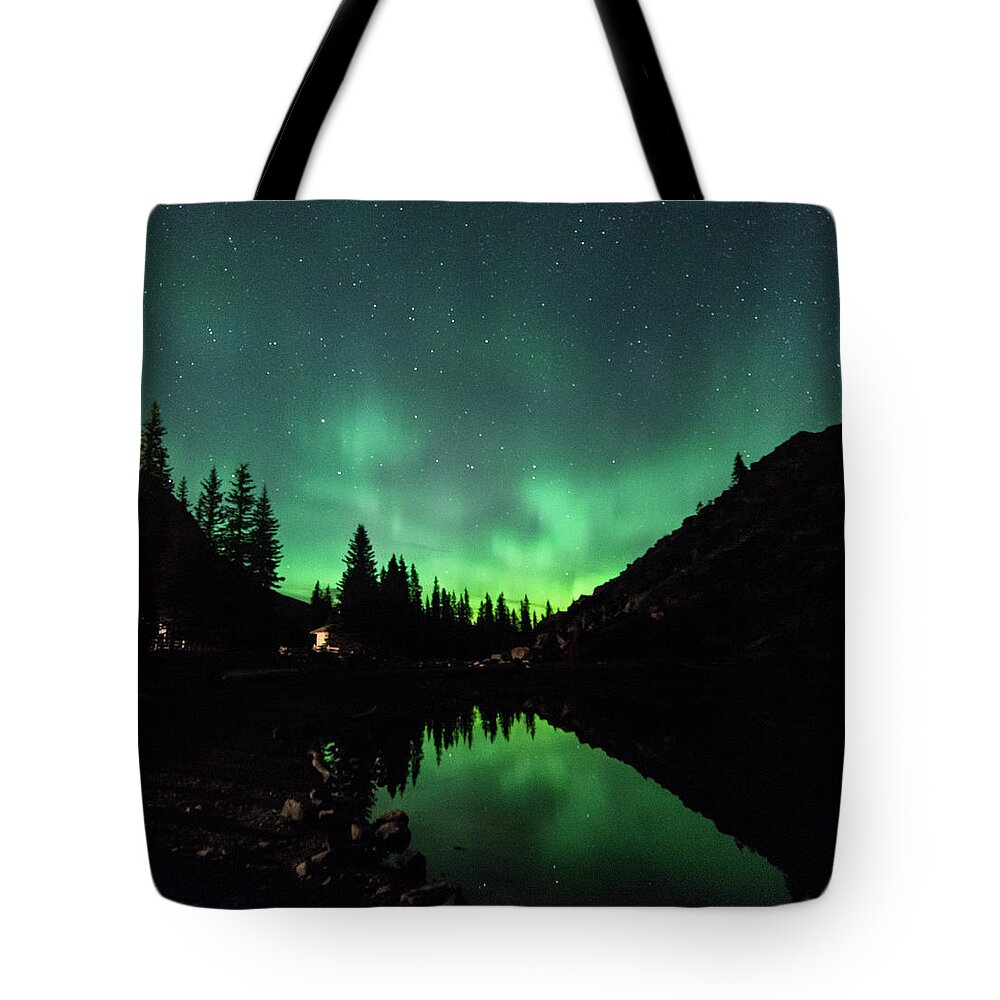 Moraine Tote Bag featuring the photograph Aurora on Moraine Lake by Alex Lapidus