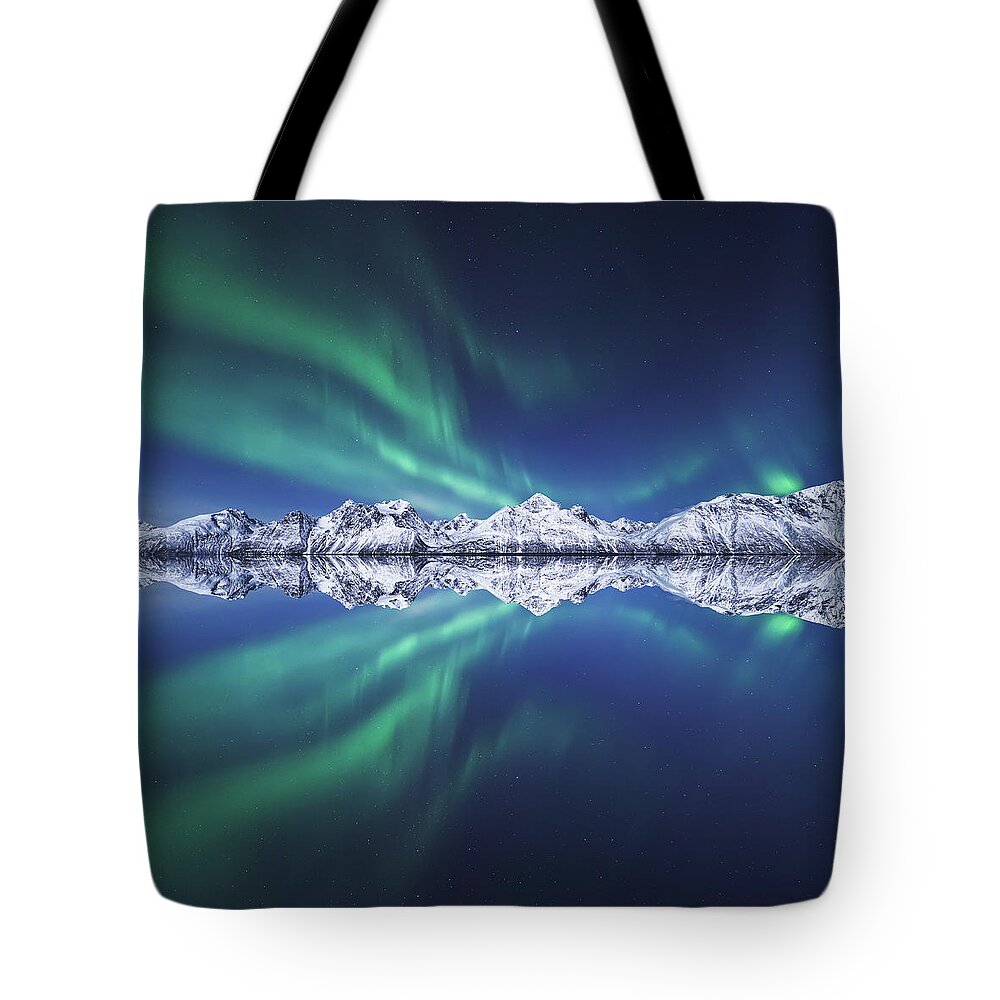 Aurora Borealis Tote Bag featuring the photograph Aurora Square by Tor-Ivar Naess