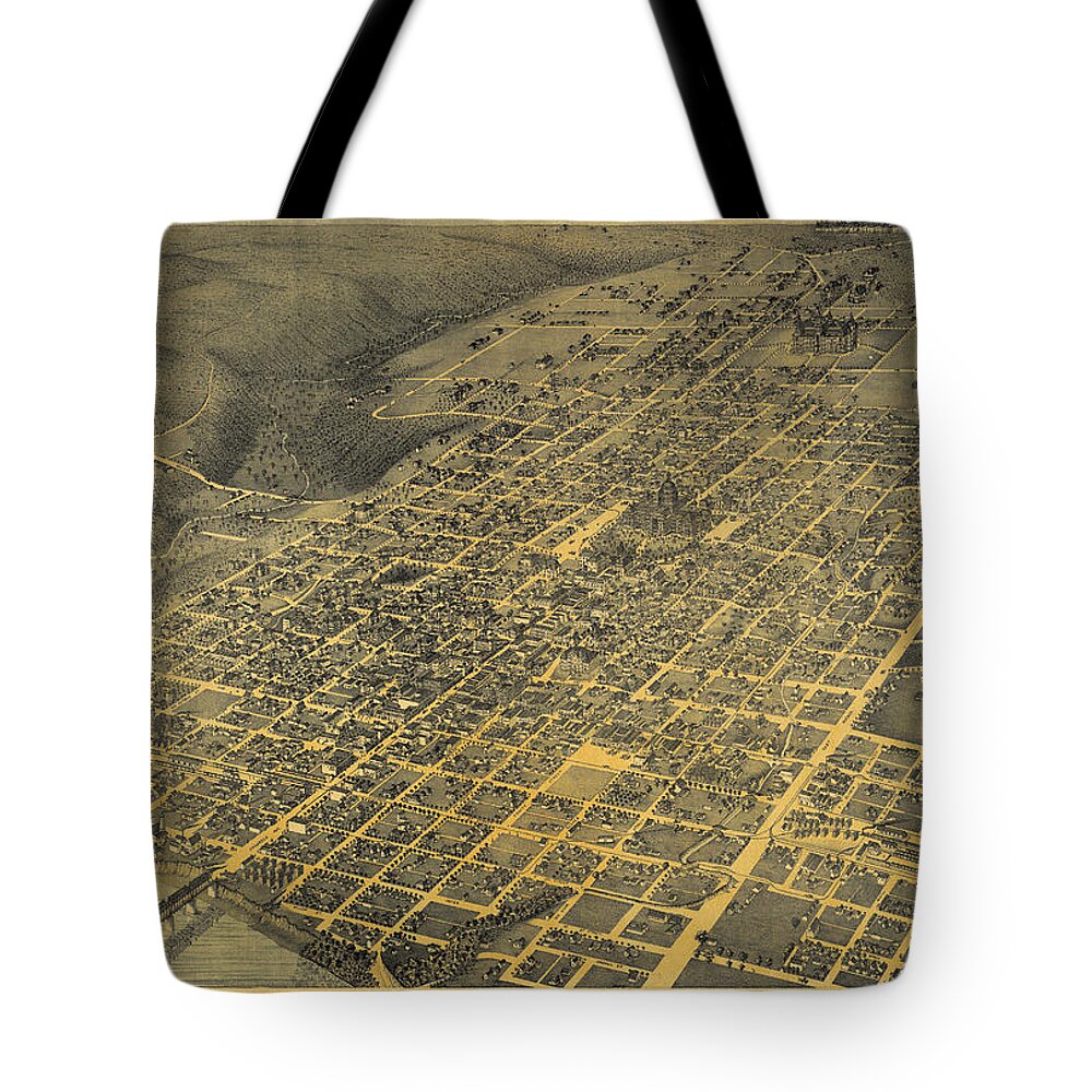 Texas Tote Bag featuring the digital art Austin 1887 by Augustus Koch by Texas Map Store