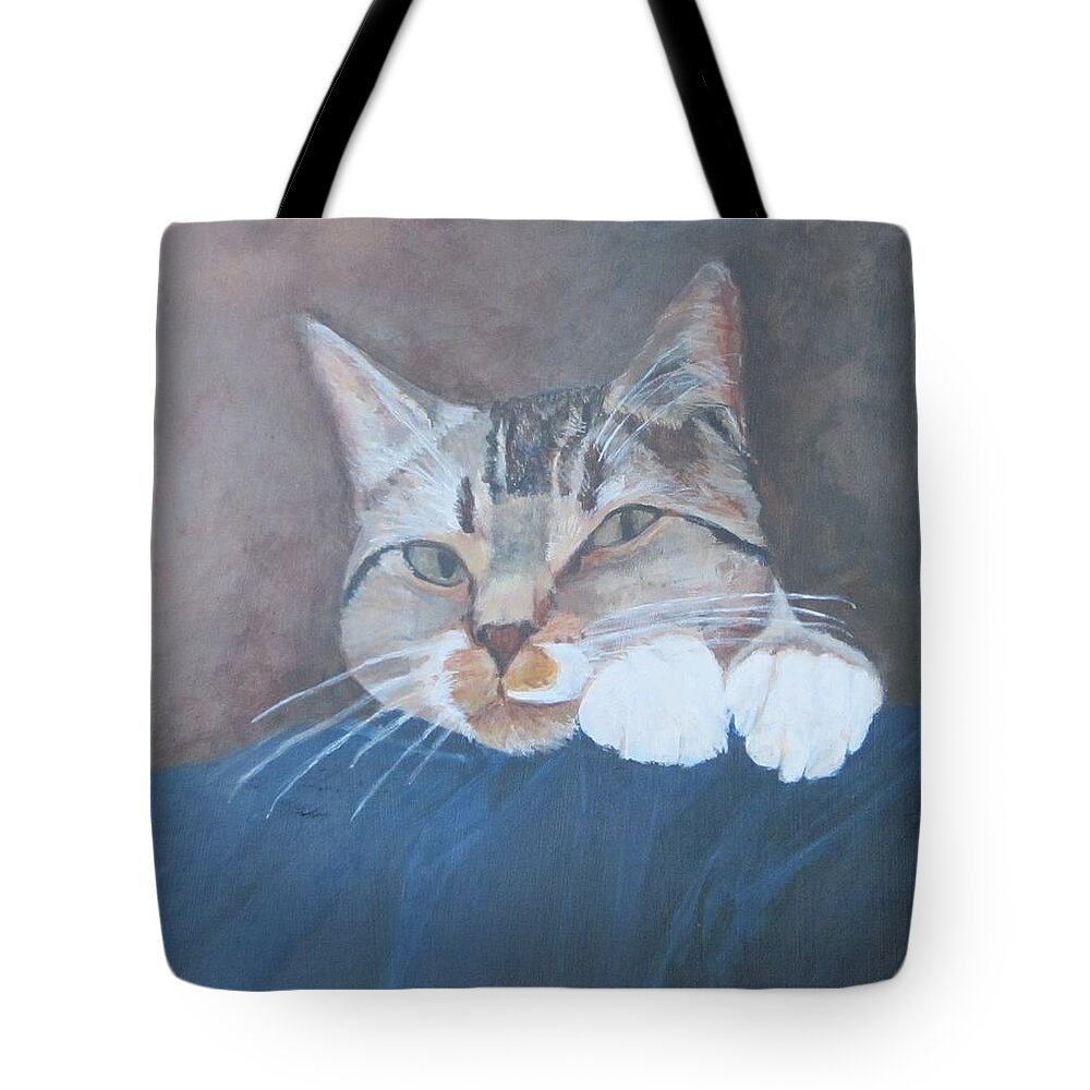 Cat Tote Bag featuring the painting Austin by Paula Pagliughi