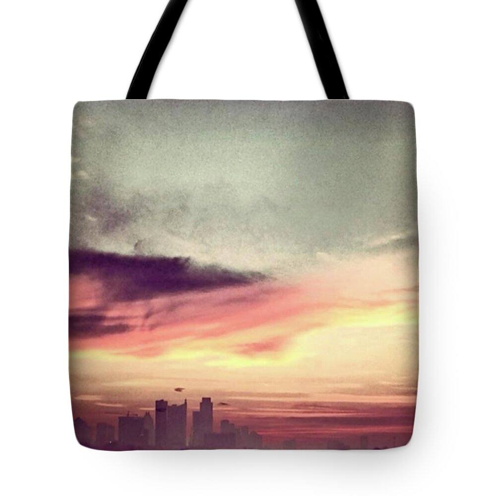 Sunrise Tote Bag featuring the painting Austins Sunrise by Austin Baggett