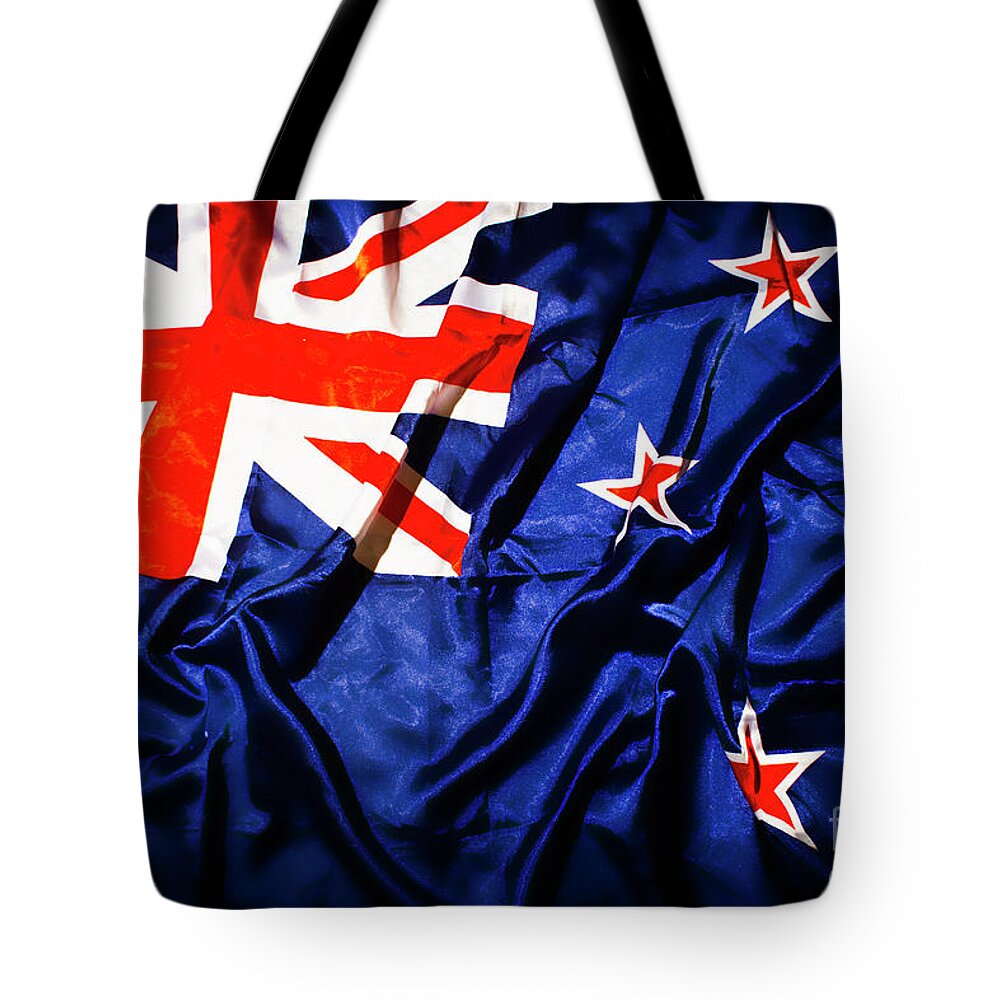 Flag Tote Bag featuring the photograph New Zealand flag art by Jorgo Photography