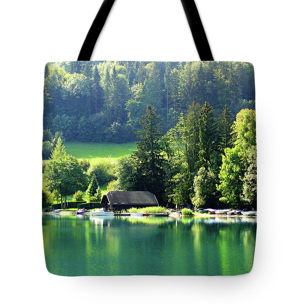 Austrian Lake Tote Bag featuring the photograph Austrian Lake by Kathy Kelly