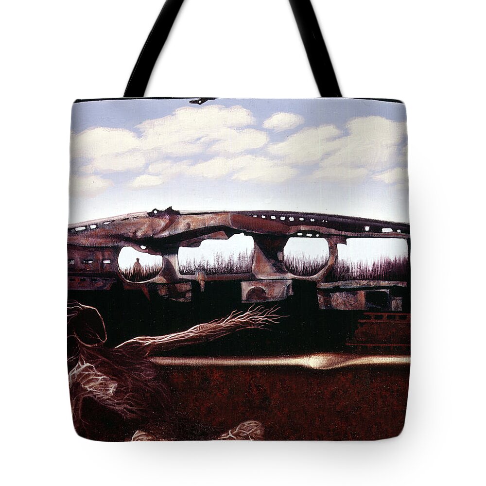 Wreck Tote Bag featuring the painting AutoDriving by William Stoneham