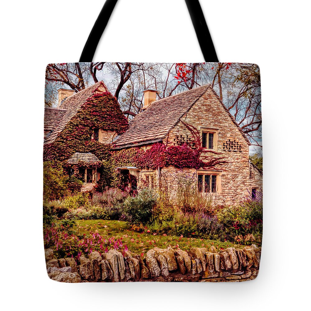 Cotswold Cottage Tote Bag featuring the photograph Autumn at Cotswold Cottage by Susan Rissi Tregoning