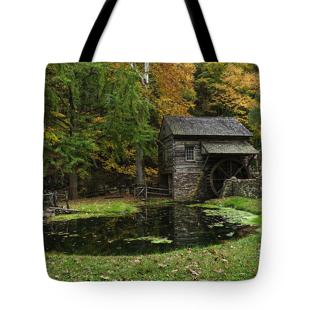 (architecture Or Architectural) Tote Bag featuring the photograph Autumn at Cuttalossa Farm I by Debra Fedchin